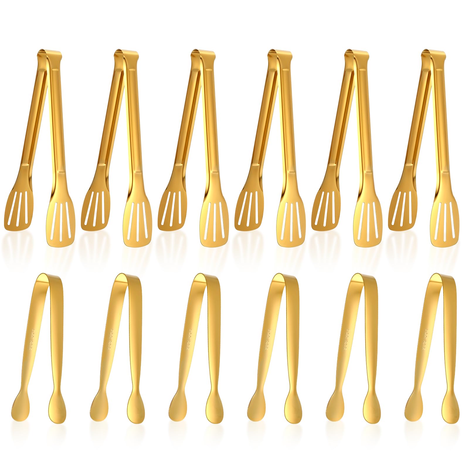 Photo 1 of 12pcs Gold Tongs for Serving Food, Small Tongs for Appetizers, Stainless Steel Buffet Tong Ice Tong for Appetizers, Tea Party, Coffee Bar, Kitchen Cooking Tools