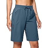 SANTINY Women's 7''/ 9'' Hiking Shorts with 3 Zipper Pockets Lightweight Quick Dry Long Athletic Golf Shorts for Women Casual