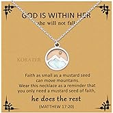 KORATER Mustard Seed Necklace for Women Teen Girls Sterling Silver/Gold Faith Jewelry, Inspirational Christian Gifts for Baptism Confirmation Graduation