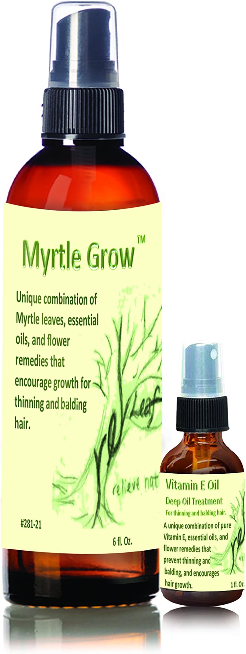 Myrtle Grow Plus Vitamin E Oil- The Complete Natural and Potent Treatment For Hair Loss Caused By Alopecia. Naturally Regrows and Thickens Hair, For All Hair Types, For Adults, Children, By Releaf Oil