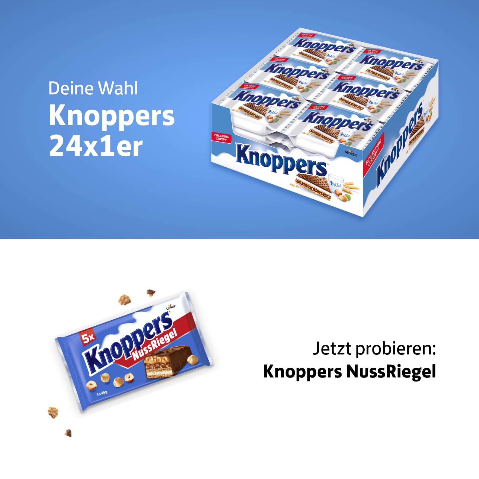 Knoppers – 24 x 25 g – Gefüllte Waffelschnitten mit Milch- und Nougatcreme, Haselnüssen und Kakao 6
