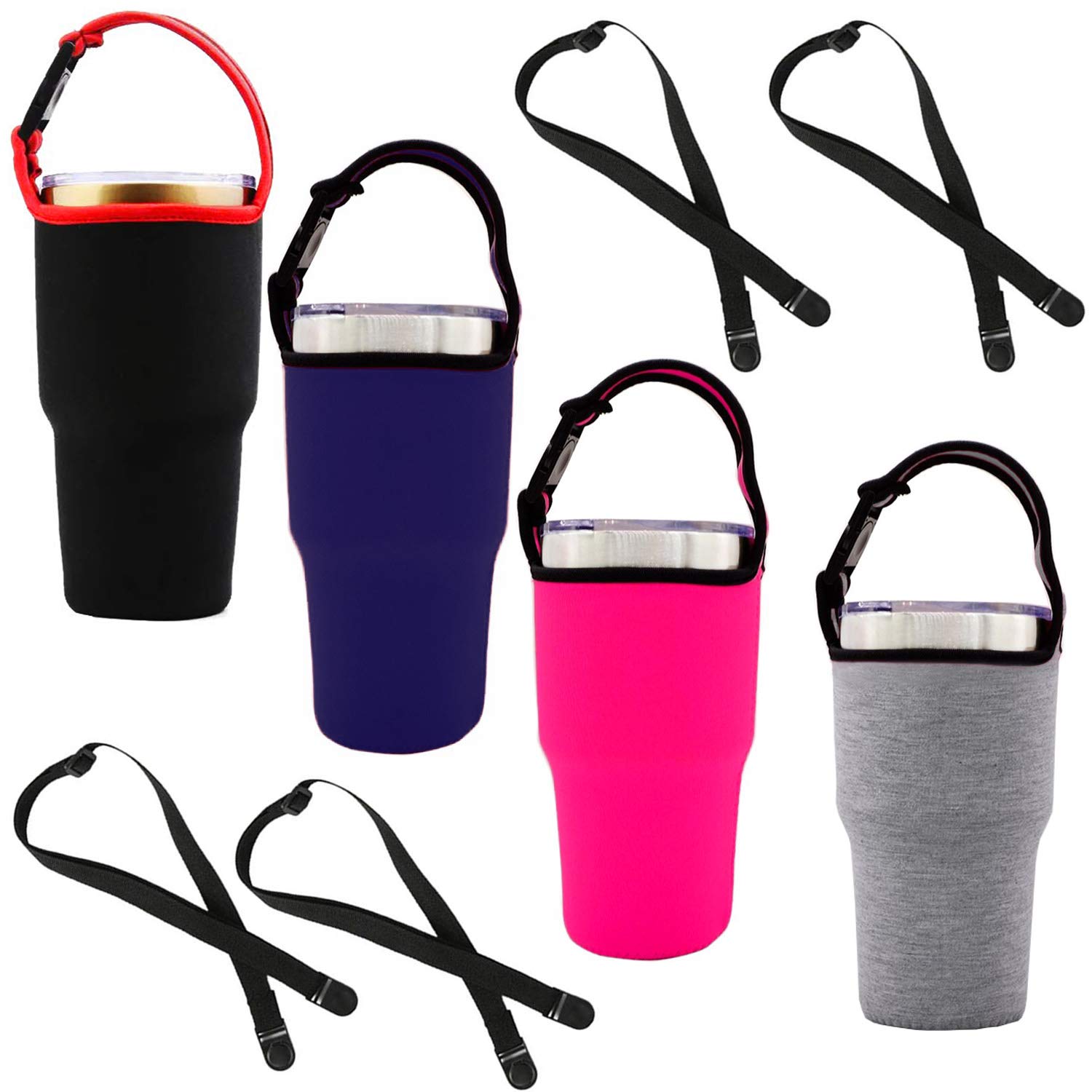 Photo 1 of TuNan 4PCS Tumbler 30oz Carrier Holder Pouch with Shoulder Strap, Fit for YETI, Rtic, Atlin, Ozark Trail, Rambler, Neoprene Sleeve with Carrying Handle - 4 Colors