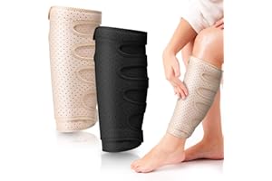 Hoolerry 2 Pcs Lymphedema Compression Wraps Calf Adjustable Brace 5 Strap Leg Wraps for Lymphedema Swollen Calf Garment Brace for Edema, Venous Insufficiency, Varicose Veins