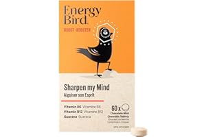 Energy Bird Sharpen My Mind Chewable Tablets with Guarana, Vitamin B6, Vitamin B12, Support Energy, Focus & Concentrataion, E