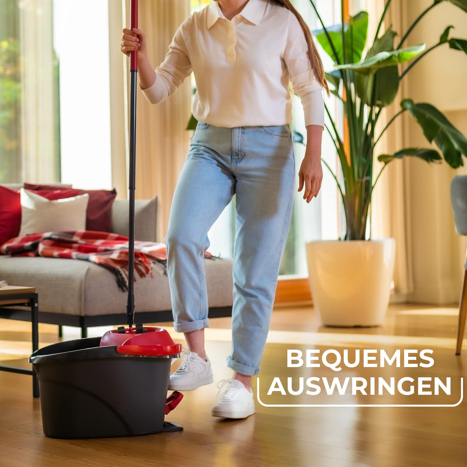 Vileda Ultramax Turbo 2in1 Bodenwischer Komplett Set | Wischmopp-System mit Teleskopstiel (75–130 cm), Mikrofaserbezug & Eimer mit Powerschleuder | Für Fliesen, Laminat & Parkett | Comfort-Pack 2