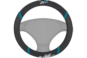 FANMATS 25096 San Jose Sharks Embroidered Steering Wheel Cover, Black, 15"x15"