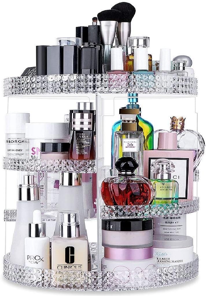 Awenia Makeup Organizer 360-Degree Rotating, Adjustable Makeup Storage, 7 Layers Large Capacity Cosmetic Storage Unit, Fits Different Types of Cosmetics and Accessories, Plus Size (Clear)