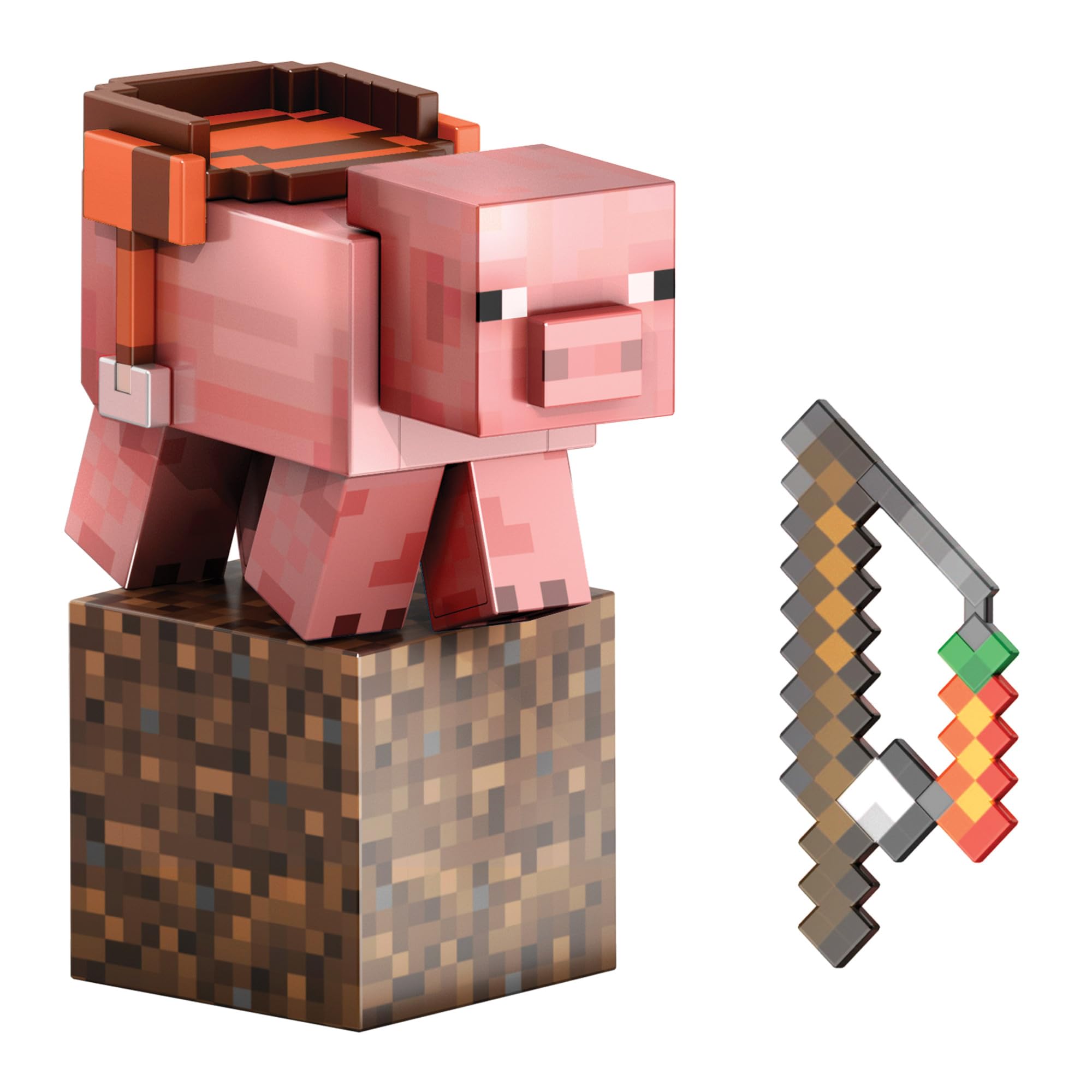 Minecraft Diamond Level Pig Action Figure with 4 Accessories, 5.5-in Collector Scale & Pixelated Design, HTM04 — image 1