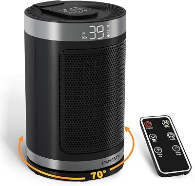 LYMYBETY 1500W PTC Ceramic Space Heater 70° Oscillation with Remote