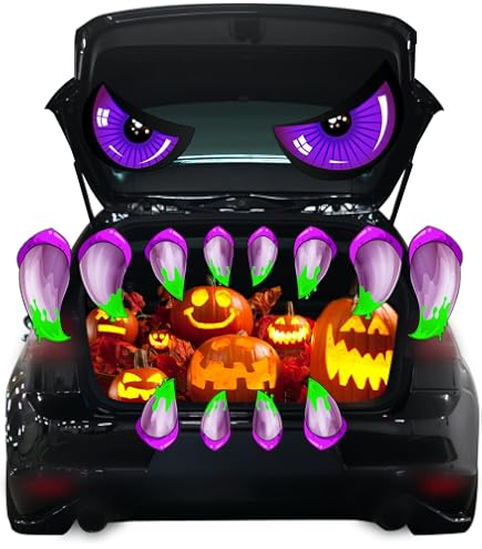 Halloween Trunk Or Treat Car Decorations Kit - Spider Theme Banner, Honeycomb Balls & Tassels For SUV, Truck, Garage