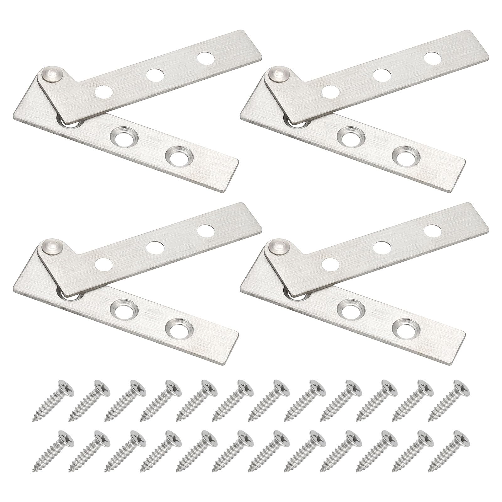 PATIKIL Door Pivot Hinges, 4 Set 360 Rotating Hidden Door Hinges Up Down Shaft Hardware S Size for Secret Door, Bookcase, Silver Tone