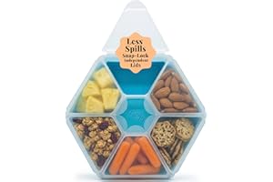 melii Hexagonal Snackle Box | 6 Compartment Snack Container with Individual Snap-Lock Lids, Easy-Grip Design for Kids & Adult