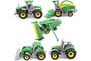 victob 5 Pack Farm Tractor Toys, Die Cast Truck Tractors for Kids 3-5 6 7 8 9, Farm Equipment Toys for Boys Toddlers Gifts, Cake Topper Party Favors
