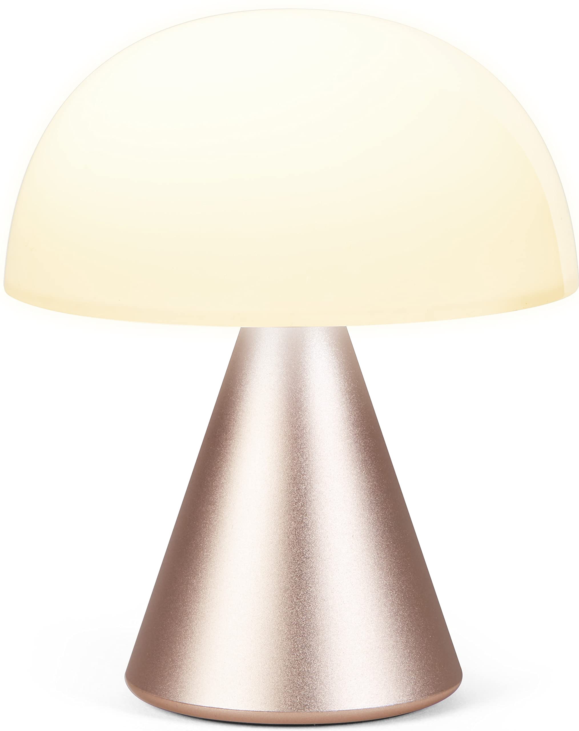 Lexon Mina M Mushroom Lamp - Portable Bedside Light for Bedrooms, Kids & Nursery - 9 LED Color Rechargeable Table Lamp with 24h Light & Dimmer, Medium - Soft Gold