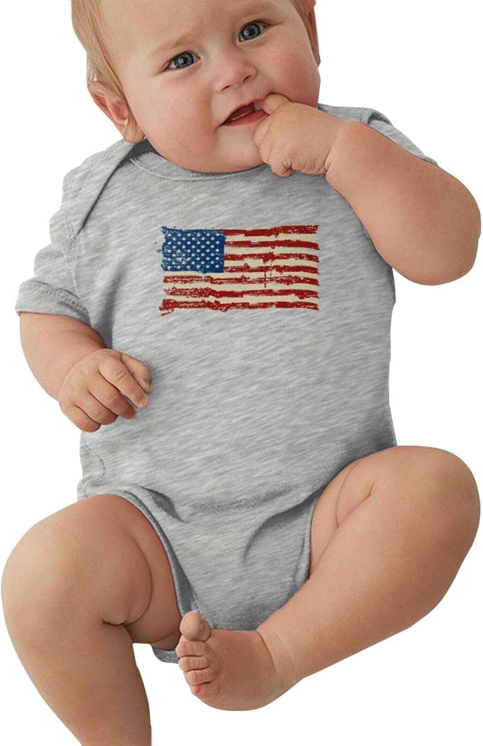 American Flag Baby Bodysuits Short Sleeve Funny Newborn