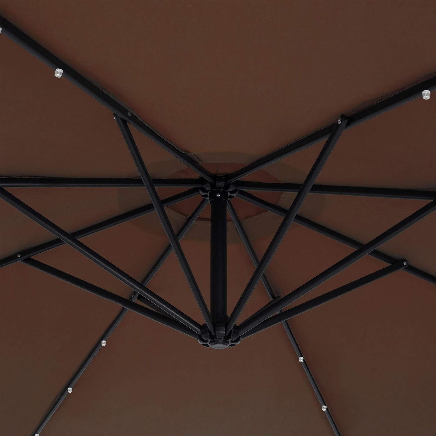 Best Choice Products 10ft Solar Led Offset Hanging Market Patio Umbrella W Easy Tilt Adjustment Polyester Shade 8 Ribs For Backyard Poolside Brown Garden Outdoor Cjp Org In