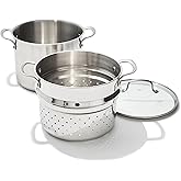 OXO Stainless Steel 8.4QT Multipurpose Boiler Pot with Steamer Insert & Glass Lid, Stockpot for Simmering, Boiling, Steaming, Stew, Soup, Pasta, Induction Suitable, Dishwasher Safe, Stainless Steel