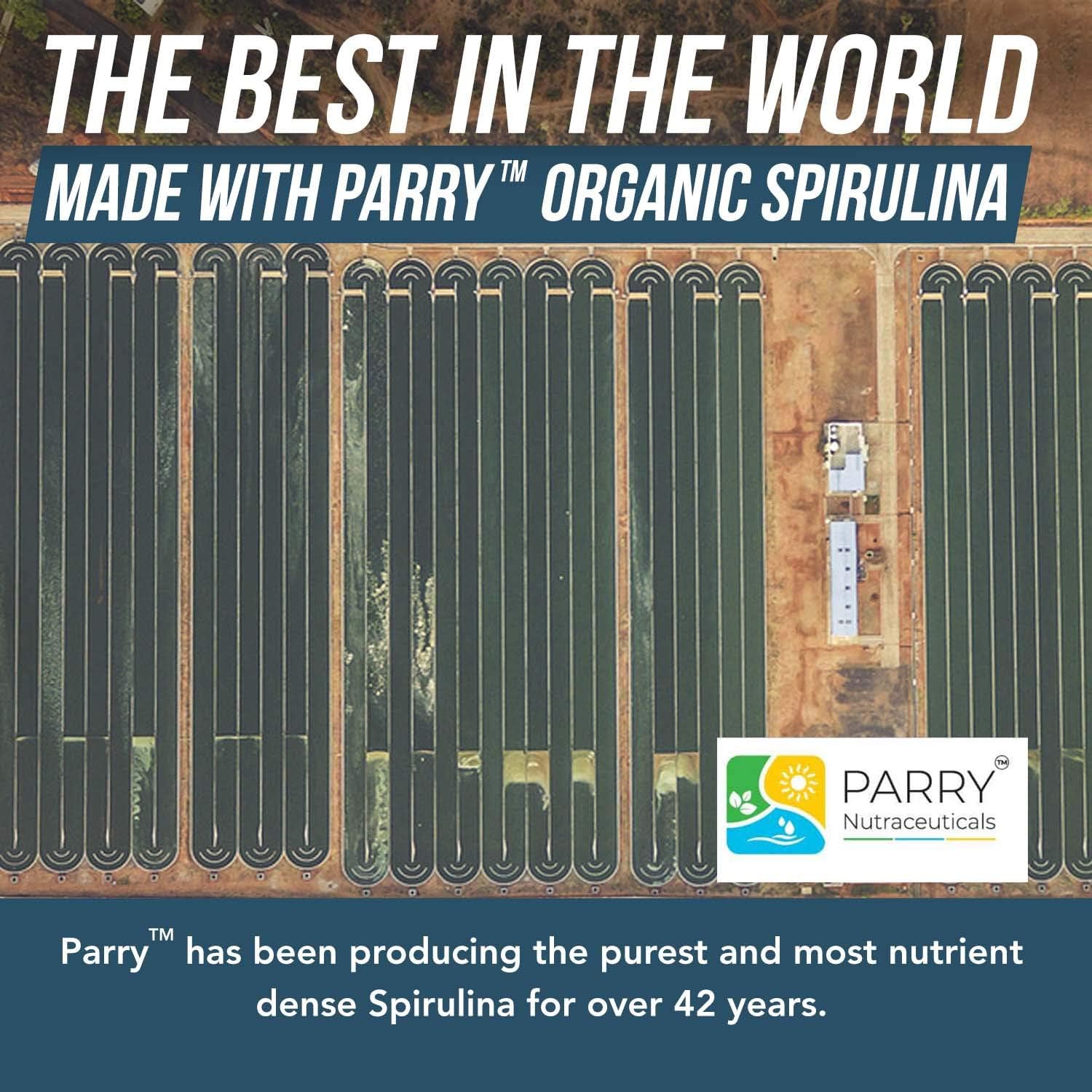 Organic Spirulina Tablets (360 Tablets) - Made with Parry® Spirulina, The Best Spirulina in The World, Highest Nutrient Density - Non-Irradiated, 4 Organic Certifications (90 Servings): Health & Personal Care