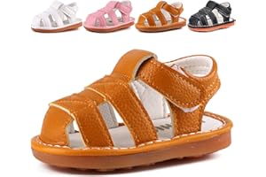 CINDEAR Boys Girls Summer Squeaky Sandals Closed-Toe Anti-Slip Premium Rubber Sole Toddler First Walkers Shoes