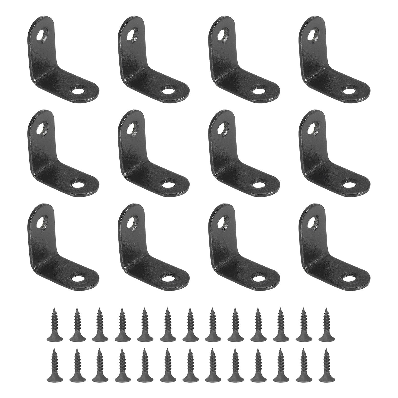 PATIKIL Stainless Steel Corner Braces 1.18 x 1.18 Inch,12 Pieces L Bracket Joint Right Angle Support Bracket L Shaped Corner Fasteners with Screws for Shelves, Black