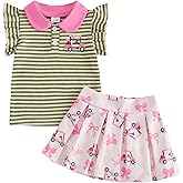 mlpeerw Toddler Girl Golf Outfits Hole In One Golf Sleeveless Polo T-shirt Tops And Pleated Skirt 2Pcs Baby Summer Clothes