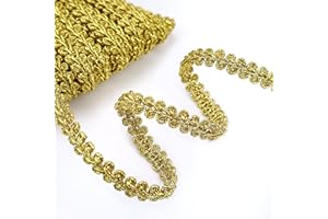 SEWDIYTR Gold Metallic Gimp Braid Lace Trim Centipede Lace Ribbon for DIY Wedding Bridal Crafts Sewing Costume Christmas Halloween (0.3Inch 13 Yards)