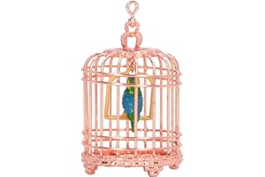 RIZGHWOY Vivid Miniature Bird Cage Decorative Ornament for 1/12 Scale Dollhouse, for Craft Enthusiasts (Pink Gold)