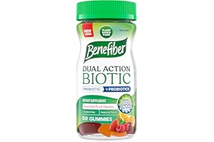 Benefiber Prebiotic Fiber Supplement Gummies with Probiotics for Digestive Health, Assorted Fruit Flavors - 50 Count