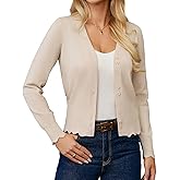 GRACE KARIN Women Cropped Cardigan Sweaters, Lightweight Long Sleeve Shrug, Button Up V Neck Knit Sweater Tops Spring