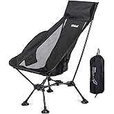 WildCall Lightweight Folding High Back Camping Chair with Head Support, Compact Beach Chair with Anti-Sinking Large Feet and Three Tilt Angles Adjustment