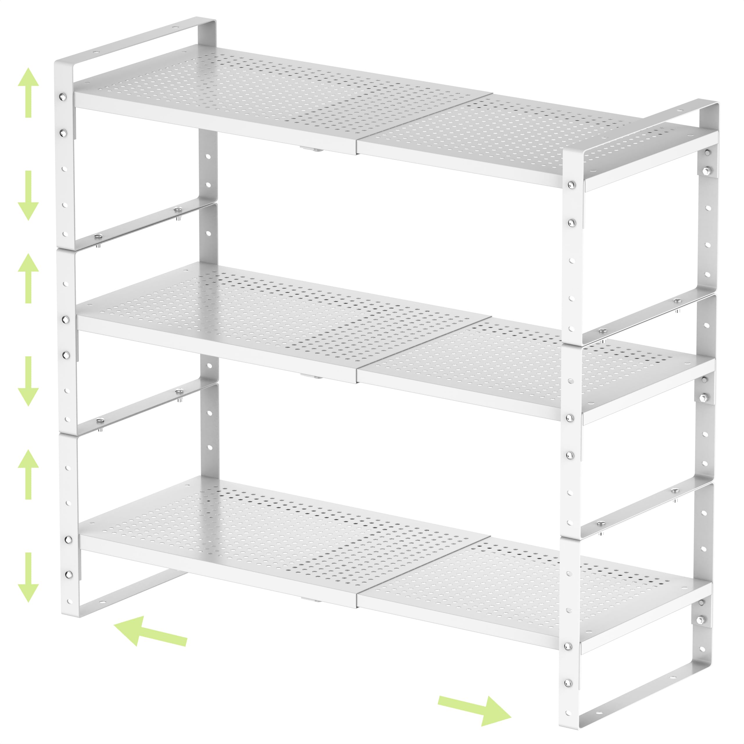 Photo 1 of Zilvando Expandable Shoe Rack Heavy-Duty Closet Organizer Adjustable Shelf Stackable Metal Framework for Entryway, Garage,RV,Pantry,Cabinet(Large,3 Packs/White)