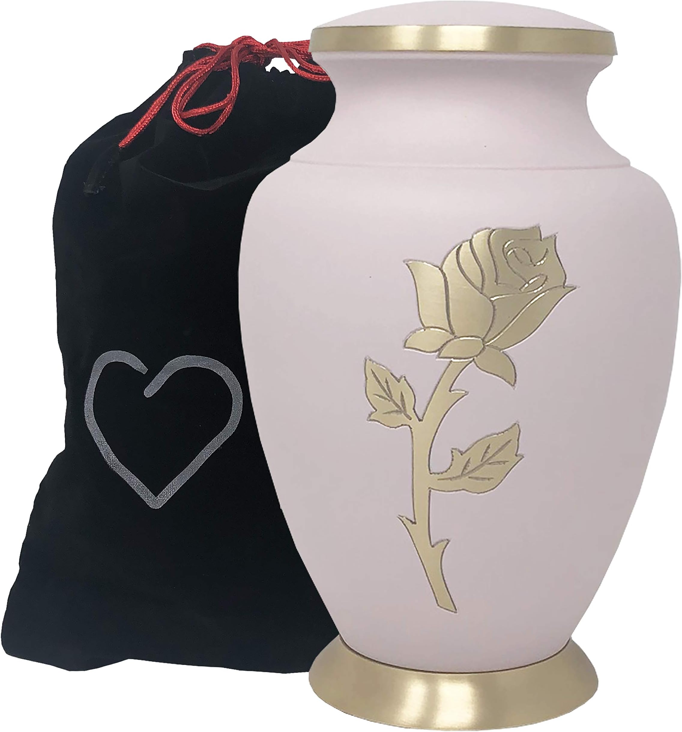 Pink Rose Cremation Urn - Adult Cremation Urn - Momentful Life - Solid Brass