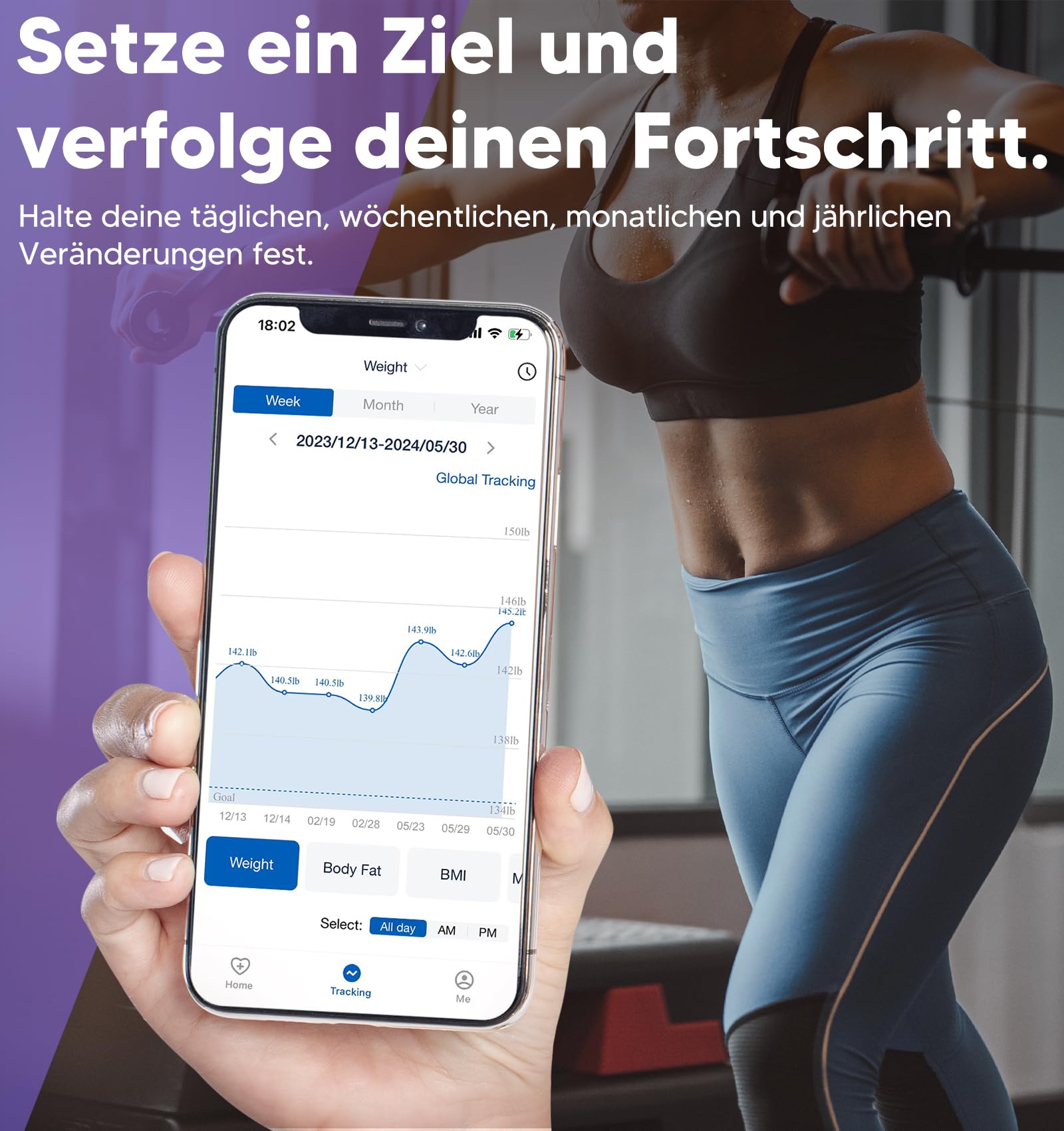 GE Körperfettwaage Smart Waage Personen: Digitale Waage mit Körperfett und Muskelmasse 8-Elektroden Körperfettwaage mit Handsensoren BMI Körpergewicht Muskelmasse Analysegerät,180 kg/400 lbs 7