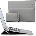 HYZUO 15-16 Inch Laptop Sleeve Case with Stand Feature for MacBook Pro 16 M4/M3/M2/M1 Pro/Max 2025-2019, XPS 15, MacBook Pro 15 2015-2012, Samsung Galaxy Book Flex/Pro 15, Light Gray