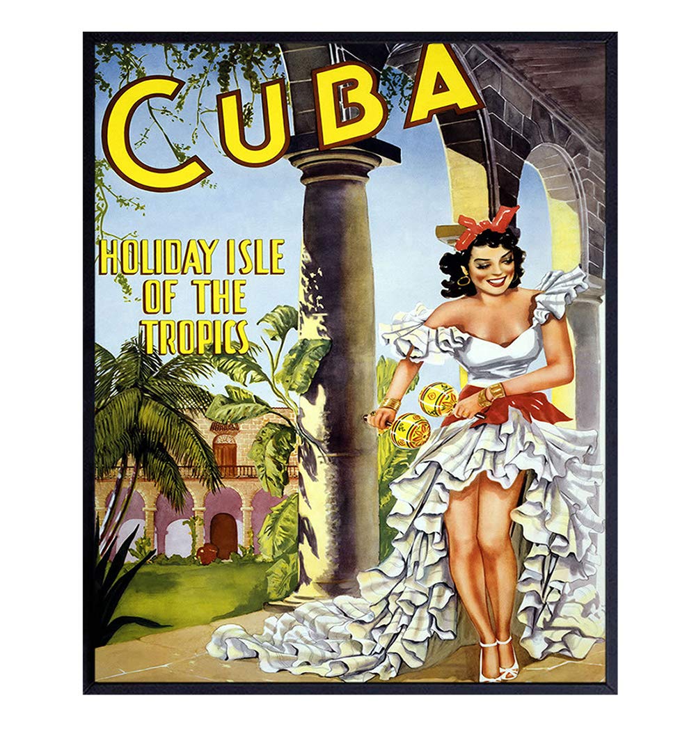 Cuba Travel Poster Vintage Wall Art Print 8x10 Unframed Photo Makes a Great Gift