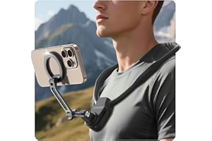 SEANCHEER Magnetic Neck Mount for Phones,Neck Phone Holder for Recording,Hands Free POV/Vlog Cell Phone Holder for Phone Android iPhone 16 15 14 13 12 Seires,Camera Accessories Kits for Go Pro DJI-Black