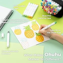 Ohuhu Alcohol Markers Brush Tip: 48-Color Double