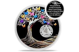 IELCJJ Delicate 4 Month Sobriety Coin - Recovery Butterfly Tree of Life AA Coins - 120 Day Sober NA HA AA Chips and Medallions - 1-65 Prime Living Clean Narcotics Alcoholics Anonymous Gifts for Men Women