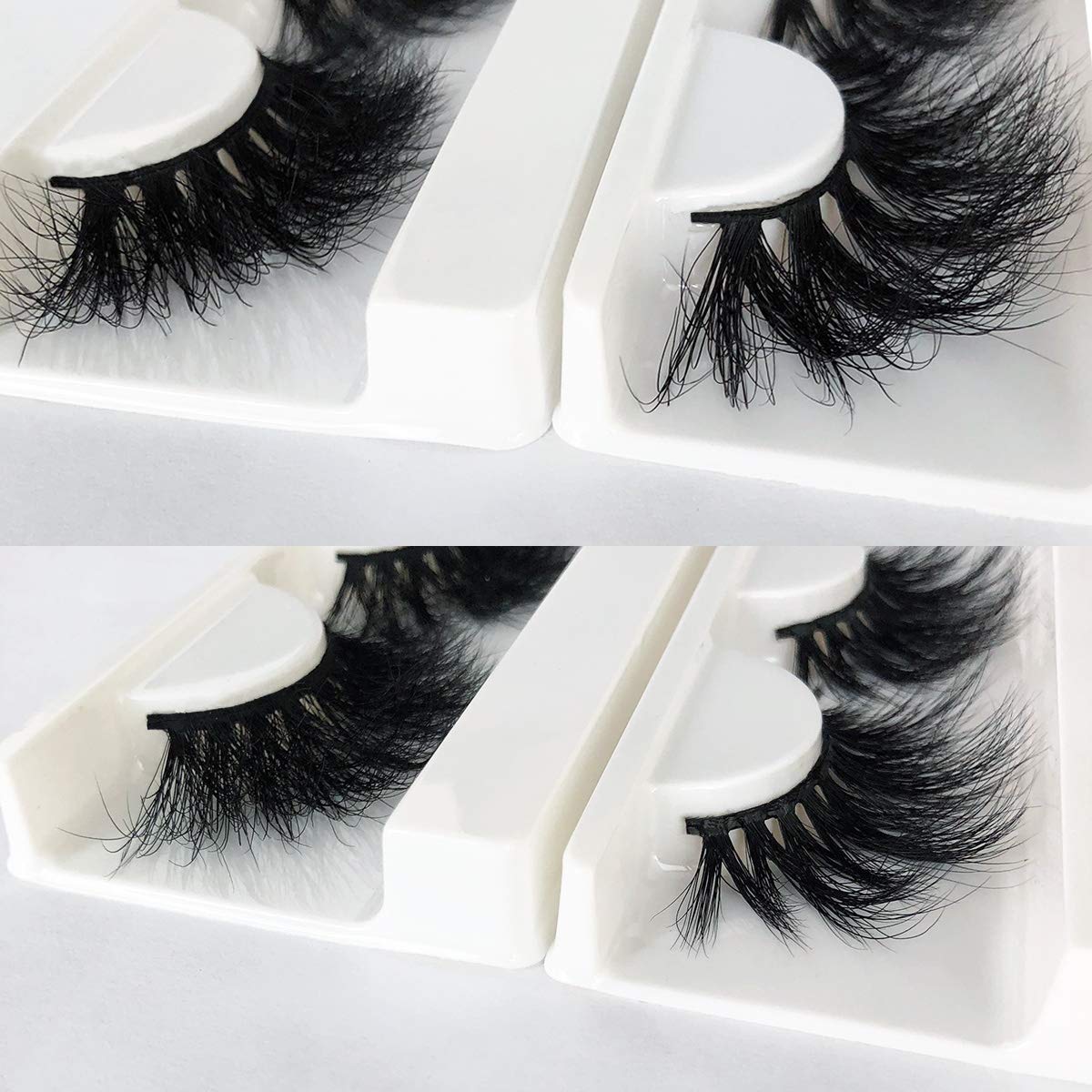 mikiwi 25mm Mink Lashes, Fluffy Volume Mink Eyelashes, Real 5D Mink Lashes Bulk, Dramatic Long 25mm Eyelashe, Wholesale Mink lashes, Pack of 4