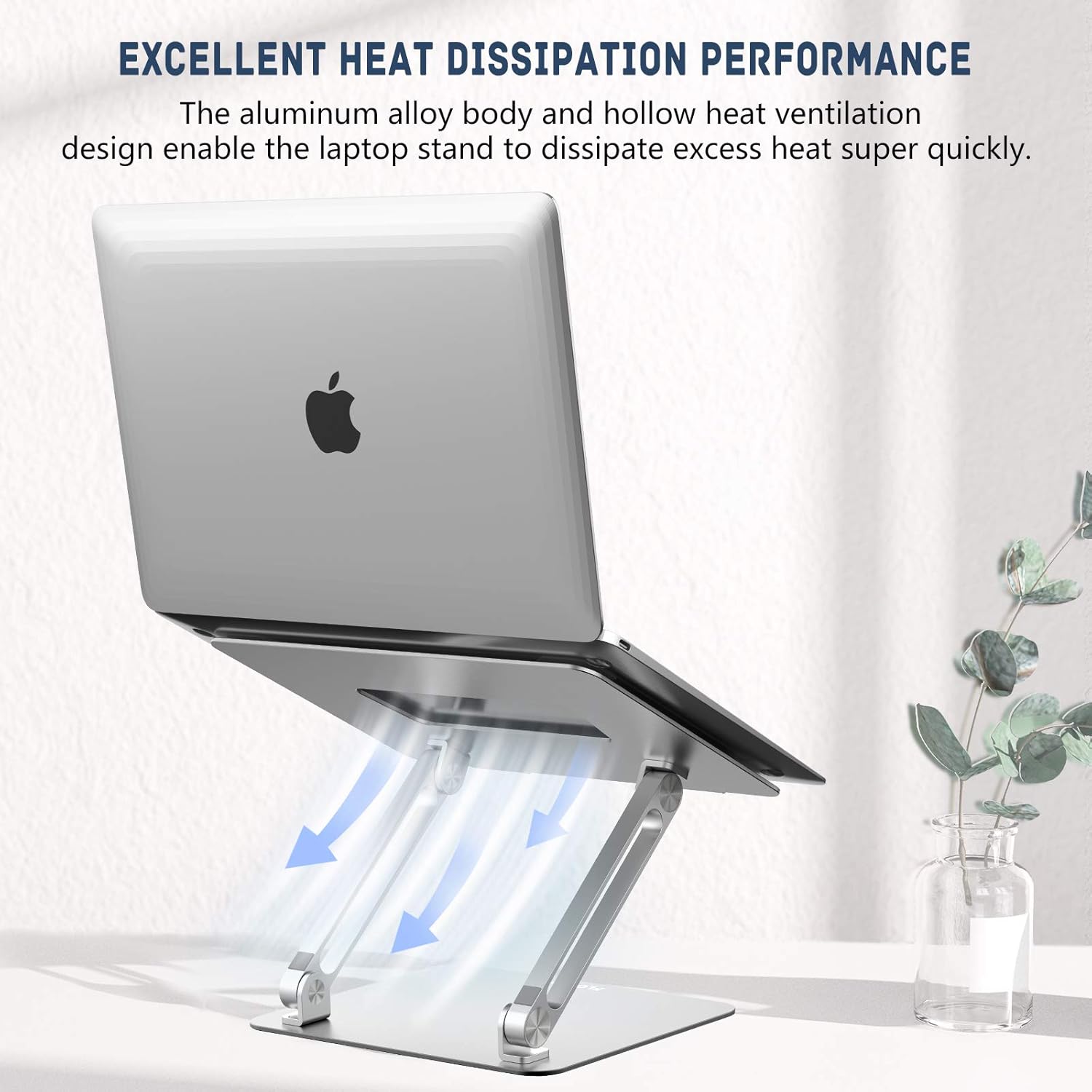 Adjustable Laptop Stand, FLOPAD Ergonomic Standing Desk with Heat-Vent, Laptop Riser with Anti-Slip Silicone, Compatible with 10-17”, MacBook Pro/Air, Dell, HP, Lenovo, and Surface Laptops, (Silver): Electronics