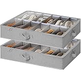 StorageWorks Under Bed Shoe Organizer for Closet, 2-Pack Ultra-thick Fabric Shoe Storage Containers with Bottom Support and A