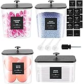 4 Pack Laundry Pods Container & Dryer Sheet Holder - Clear Plastic Laundry Room Organization Storage Containers with Black Li