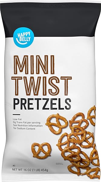 AMAZON BRAND – HAPPY BELLY MINI TWIST PRETZELS, 1 POUND (PACK OF 1)