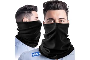 SHOWVIGOR 2-Pack Neck Gaiter Face Cover Scarf for Men & Women - Breathable Sun & Wind-proof Cotton Stretchy Face Mask for Running Skiing Hiking Motorcycle - Gift for Christmas Day, Valentine
