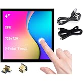 UeeKKoo 4inch HDMI LCD Square Capacitive Touch Screen Compatible with Raspberry Pi 5/4B/3B+/3B/2B/Zero/Zero W//Zero 2W/Jetson Nano/Windows 11/10/8.1/8/7, 720x720 Resolution, IPS Display, USB-C Port