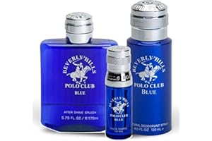 Beverly Hills Polo Club BHPC Men's Essential Collection - Blue Scent Fragrance Set | EDT, Deodorant Body Spray & After Shave Lotion | Long-Lasting, Sophisticated Grooming Gift for Him