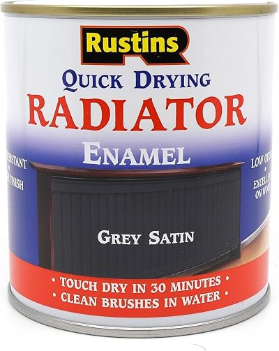Rustins Quick Dry Radiator Enamel Satin Grey 250ml