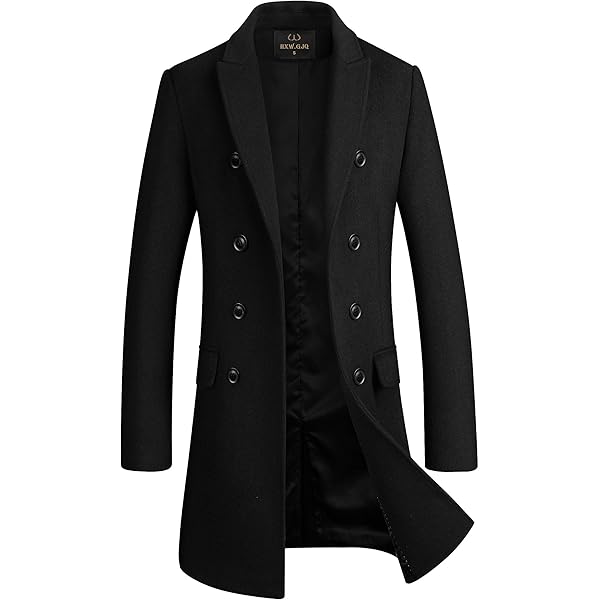 chouyatou Men's Gentle Band Collar Single Breasted Wool