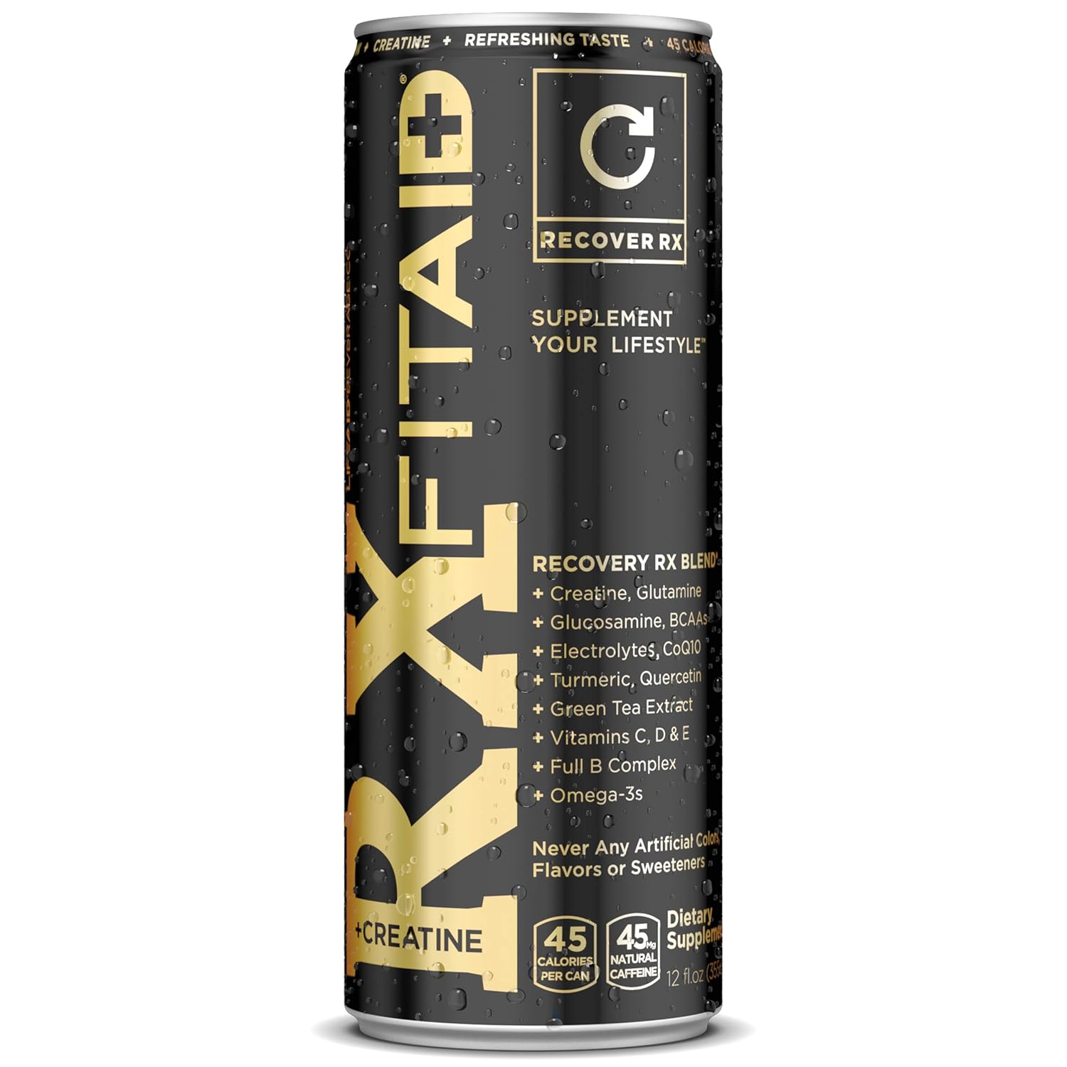 FITAID RX Recovery Blend + Creatine | Contains BCAAs, Glucosamine, Omega-3s, Green Tea | 100% Clean, Paleo Friendly, 12 Fl Oz (Pack of 12)