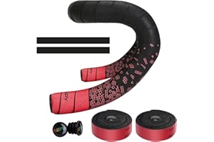 JARCOE 2pcs Bicycle Bar Tape, Bike Handlebar Tape, Road Bicycle Handlebar Tape, Red Cycling Grip Tape, with Adhesive Backs, Soft Comfortable, Wear Resistant, Red